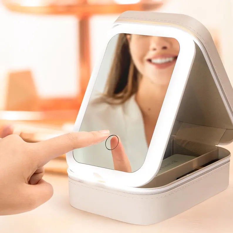 Jewelry Box with LED Makeup Mirror Birthday Gift for Her