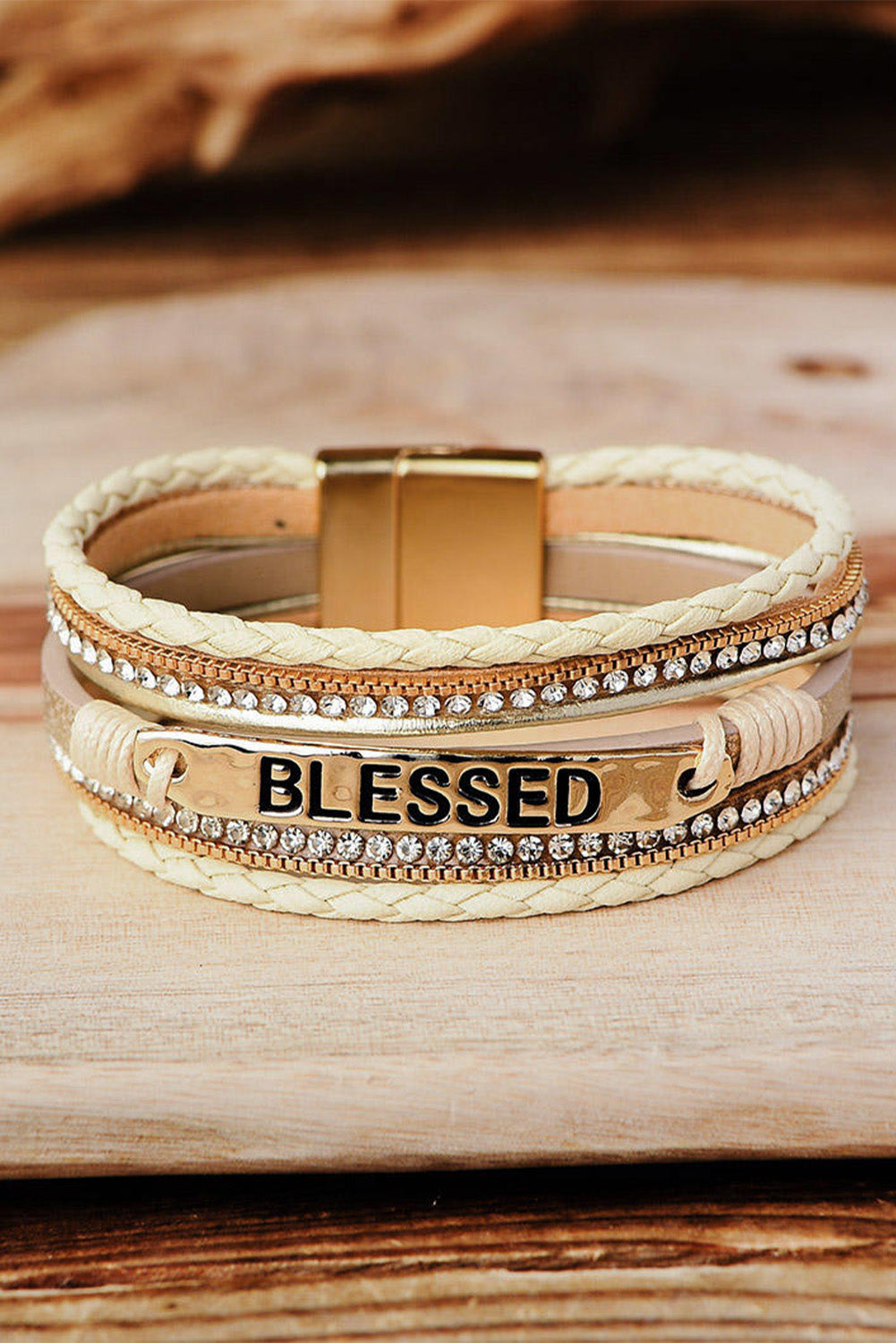 BLESSED Rhinestone Braided (Beige) - MyRoomyStuff