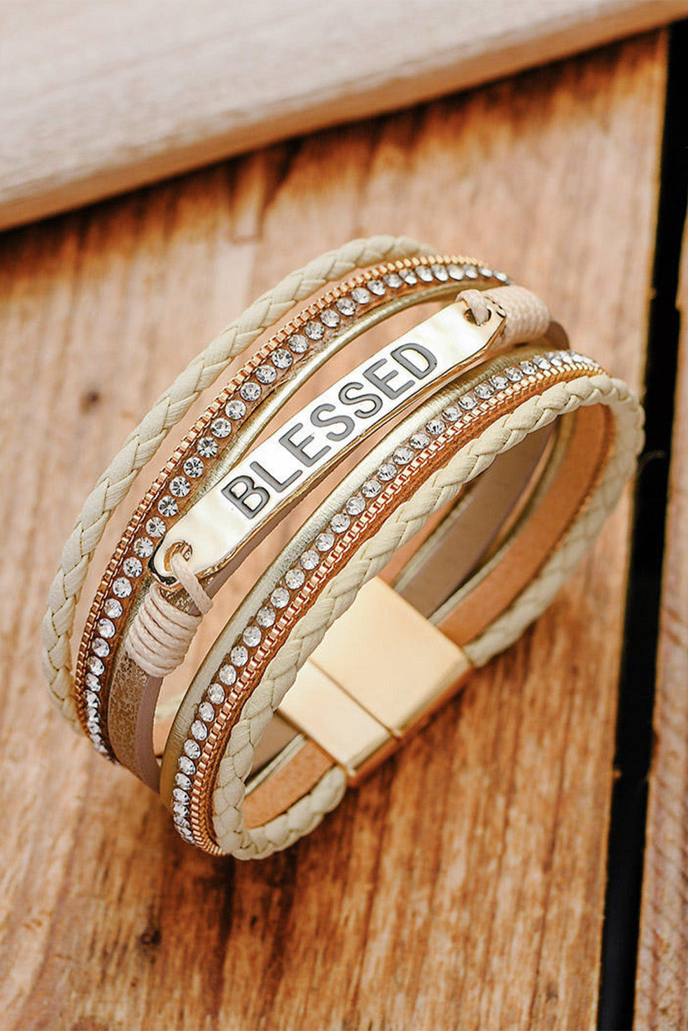 BLESSED Rhinestone Braided (Beige) - MyRoomyStuff