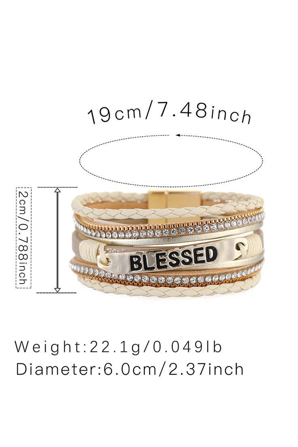 BLESSED Rhinestone Braided (Beige) - MyRoomyStuff