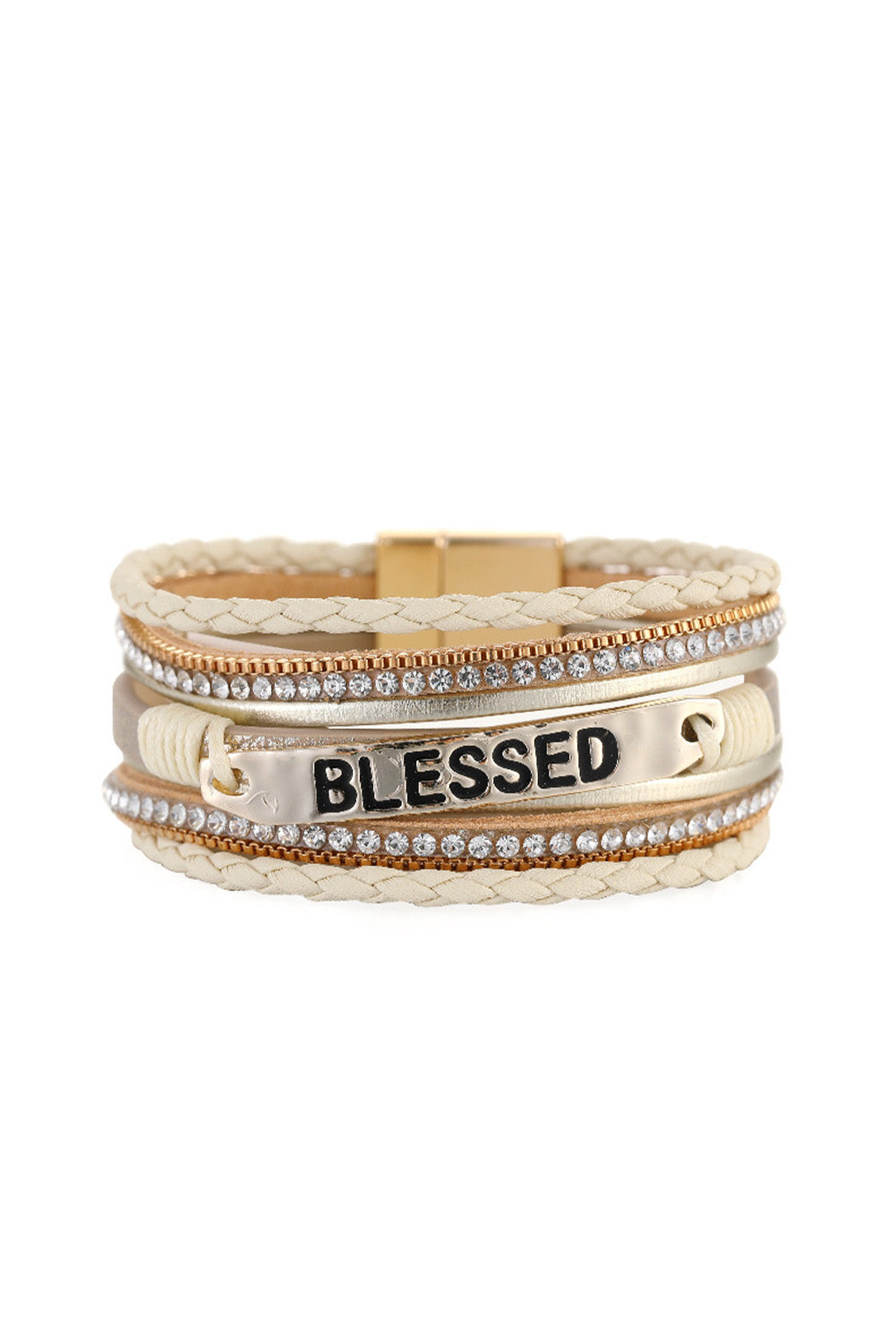 BLESSED Rhinestone Braided (Beige) - MyRoomyStuff