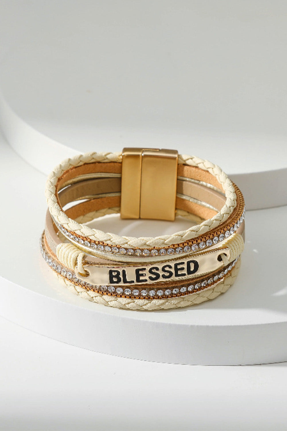 BLESSED Rhinestone Braided (Beige) - MyRoomyStuff