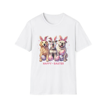 Happy Easter Dog T-Shirt | Unisex Softstyle Tee for Pet Lovers