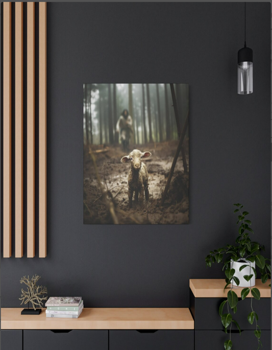 Jesus and Lamb Canvas Wall Art│ Jesus Lamb Canvas Print Wall│ Wall Decor Christian Art Jesus Saving Lost Lamb