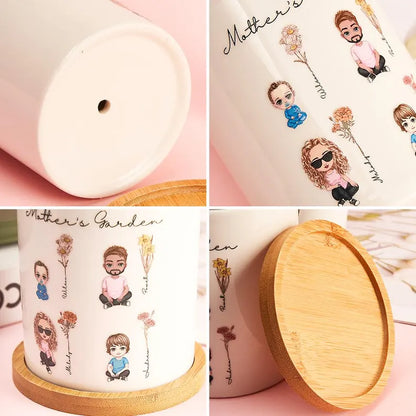 Handmade Cartoon Planter with Birth Flower – Unique Gift for Mom or Grandma
