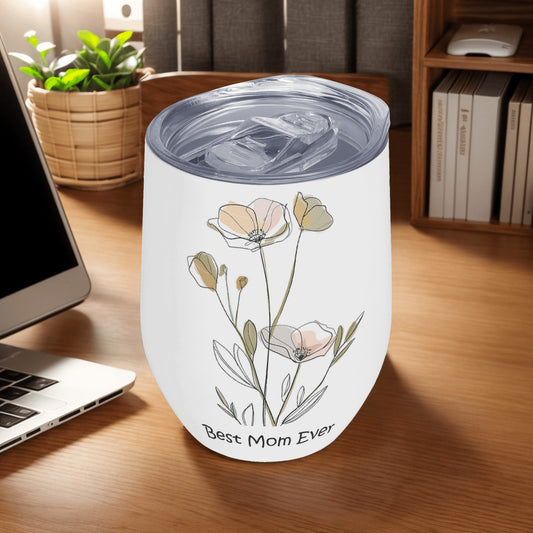 Tumbler Wine Glasses with Lid for Cold & Hot Drinks│ 12oz Wine
